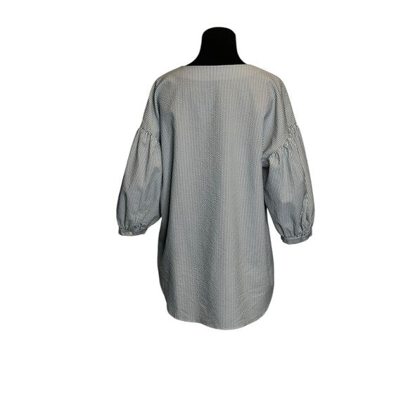 Moussy gray white striped 3/4 sleeves blouse size Free Size - Picture 14 of 16